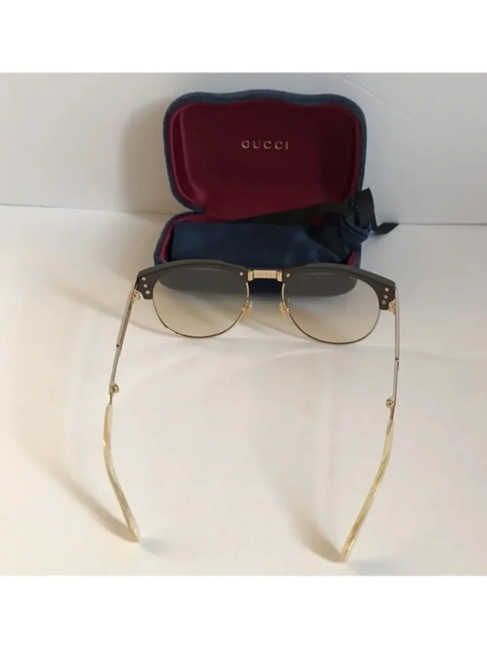 New Authentic Gucci Men's Brown and Gold  GG1107S Square Sunglasses